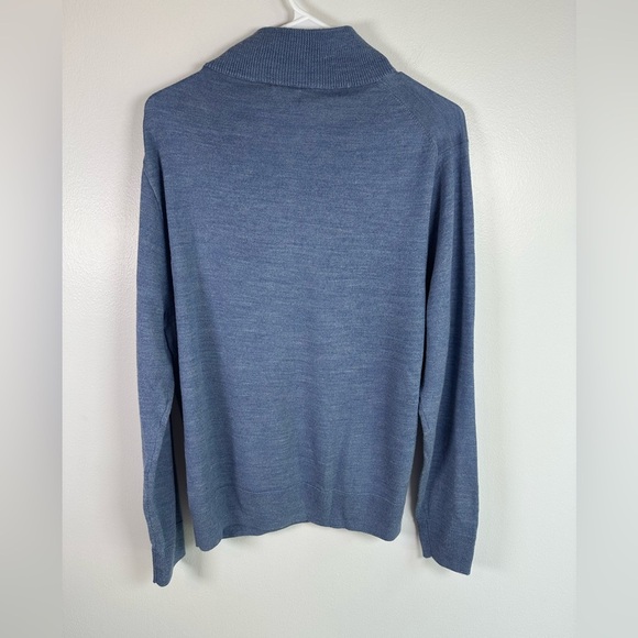 J. Crew Men's Quarter Zip-Up Sweater in Blue Merino Wool size Large - Picture 4 of 6